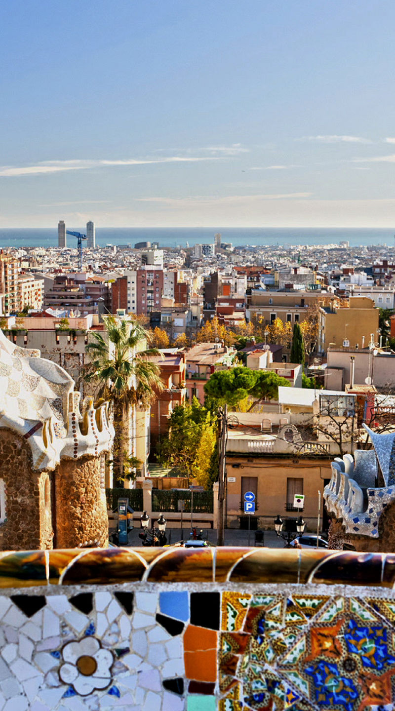 Park Güell architecture with cityscape view