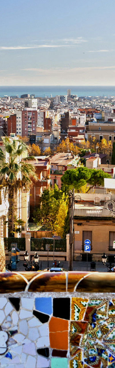Park Güell architecture with cityscape view