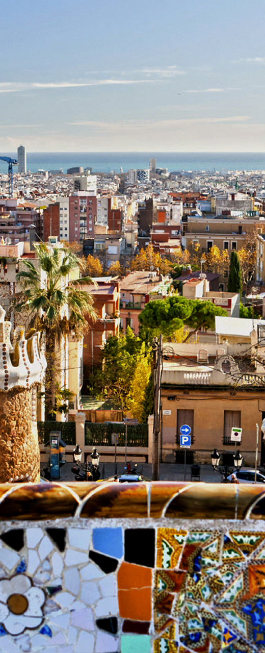 Park Güell architecture with cityscape view