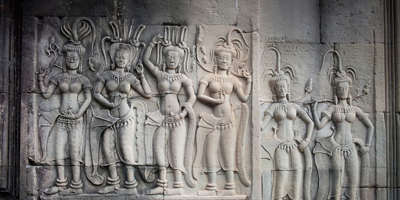 Ancient stone carvings of Apsara dancers
