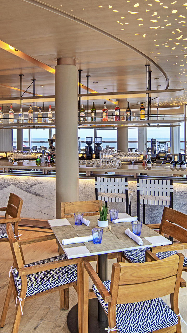 Modern restaurant with husky-themed decor