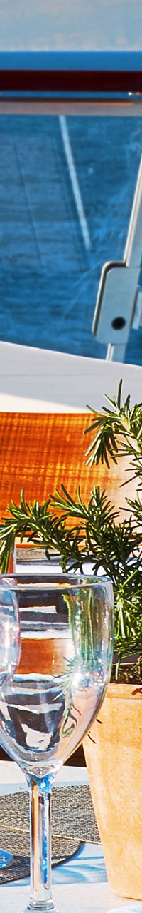 Outdoor dining with ocean view and decor