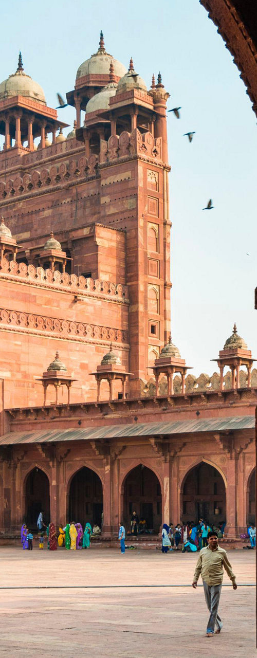 Historic red sandstone architecture in India
