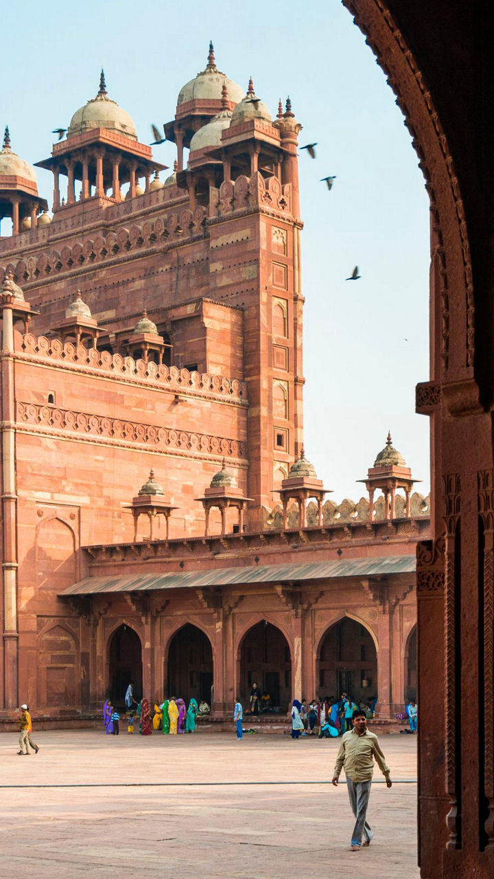 Historic red sandstone architecture in India