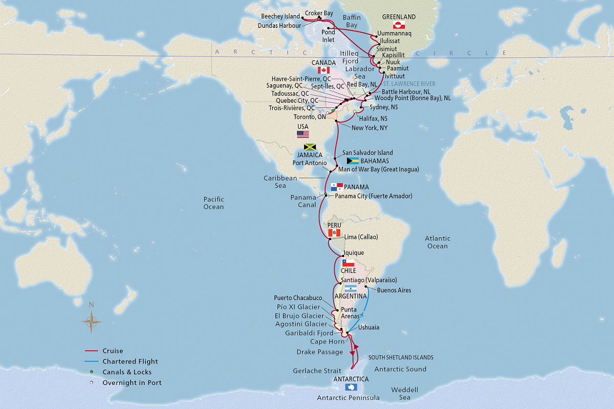 Arctic to Antarctic Explorer – route map
