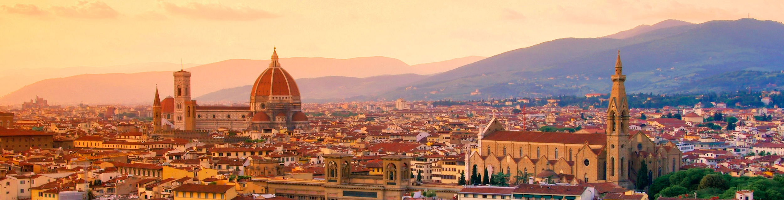 Florence cityscape at sunset with landmarks