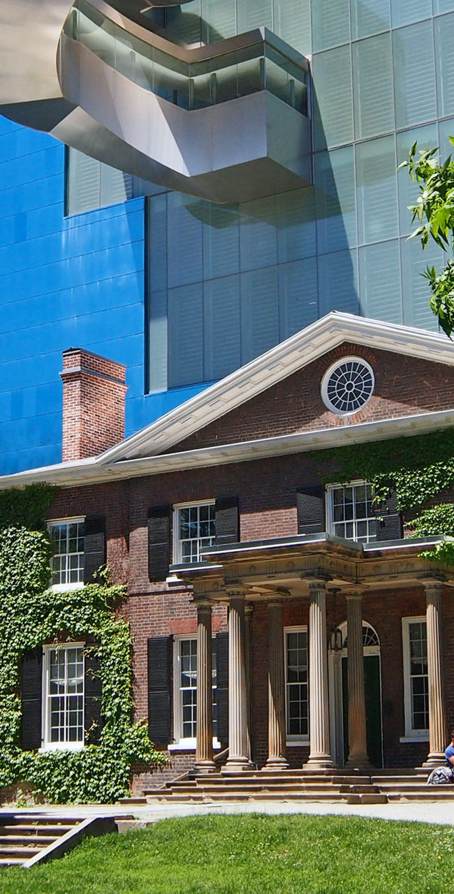 Historic building with modern glass extension