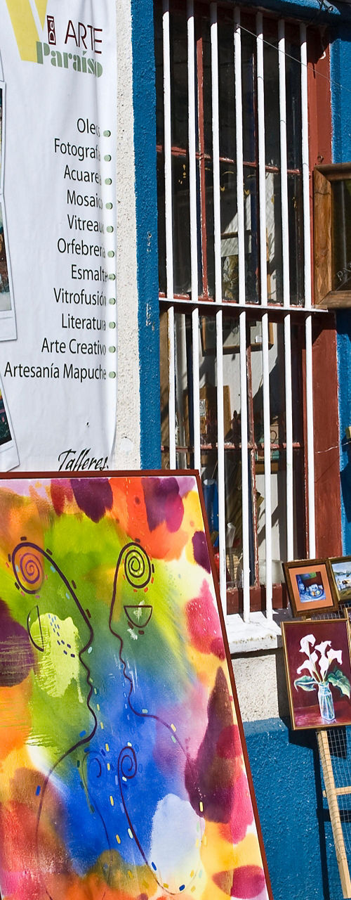 Colorful art display outside gallery