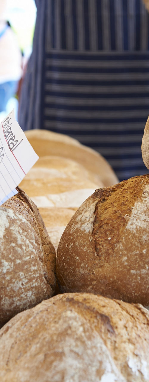 Freshly baked bread at outdoor market