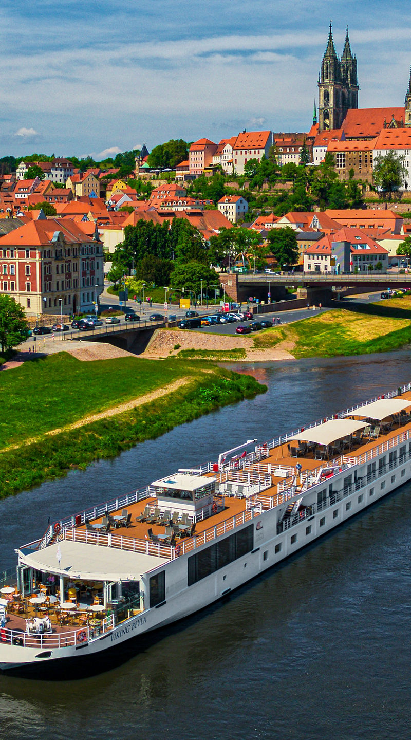 Scenic river cruise near historic town