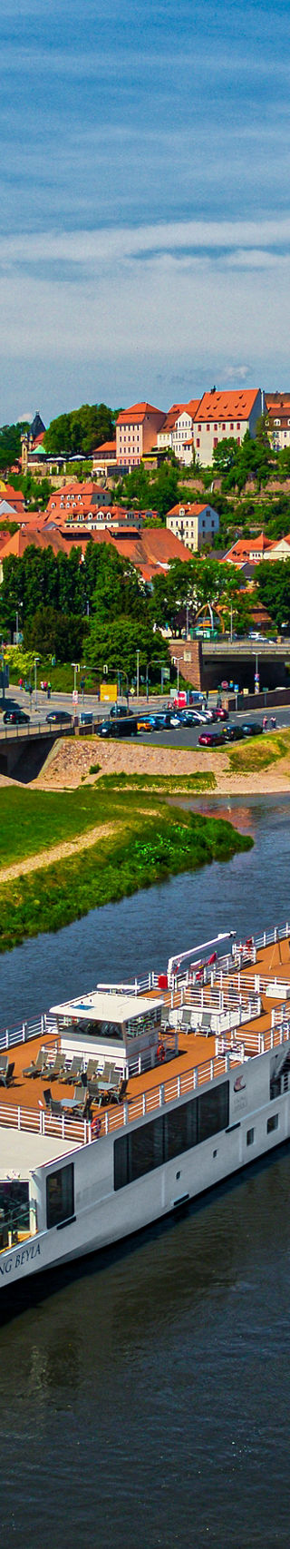 Scenic river cruise near historic town