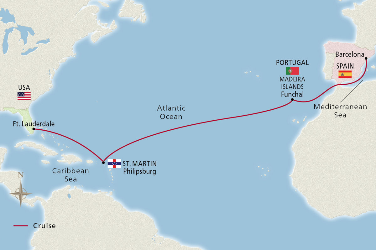 Atlantic Ocean Passage – route map