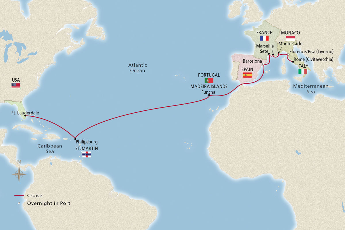Atlantic & Mediterranean Horizons – route map