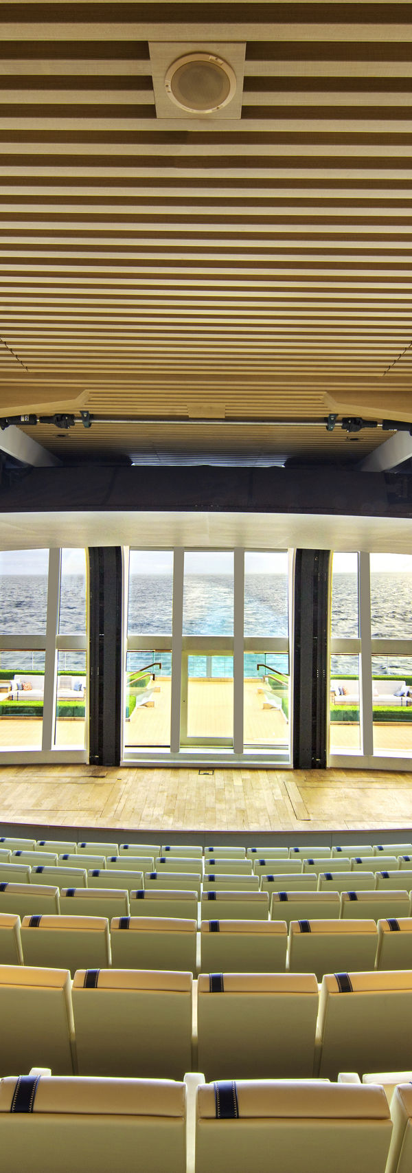 Modern auditorium with ocean view seating