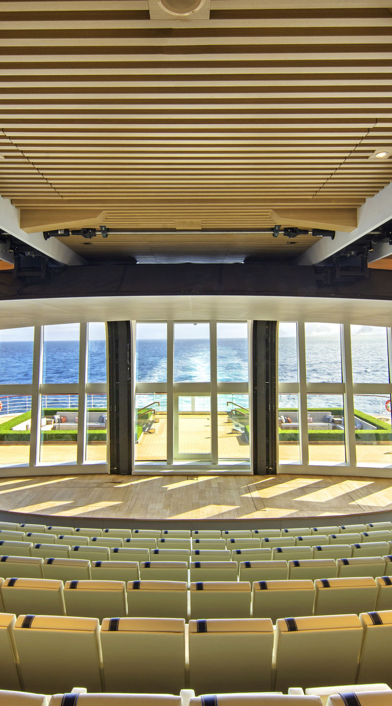 Modern auditorium with ocean view seating