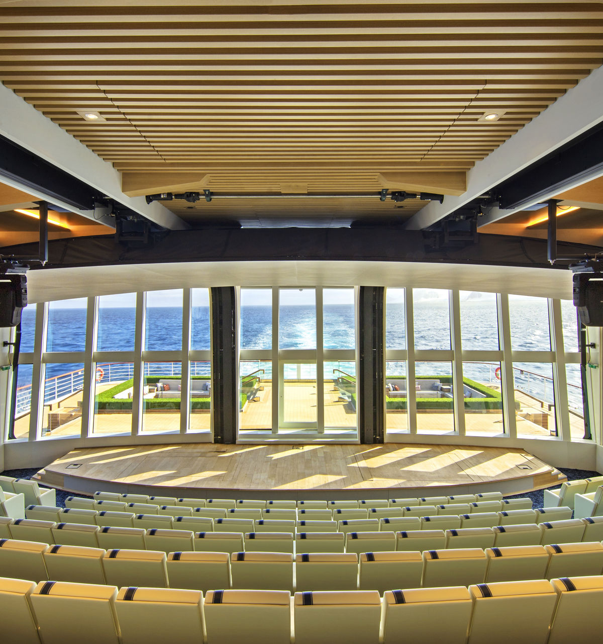 Viking Octantis Aula panoramic auditorium overlooking the ocean