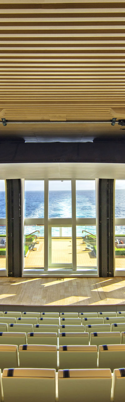 Modern auditorium with ocean view seating