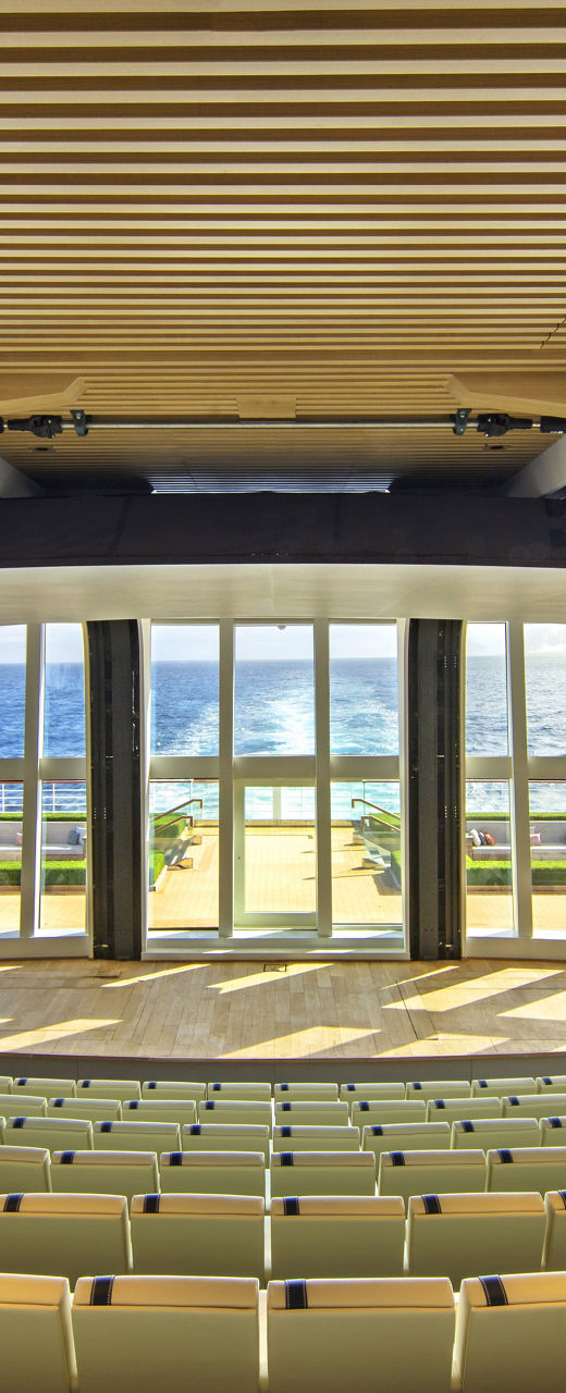 Modern auditorium with ocean view seating