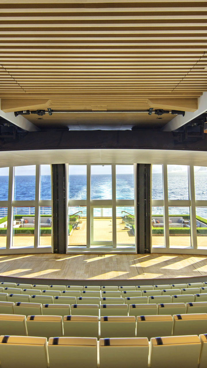 Modern auditorium with ocean view seating