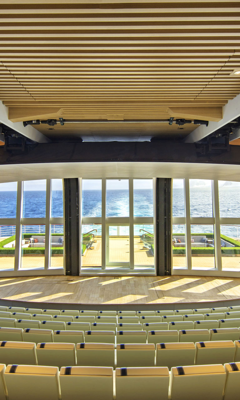 Modern auditorium with ocean view seating