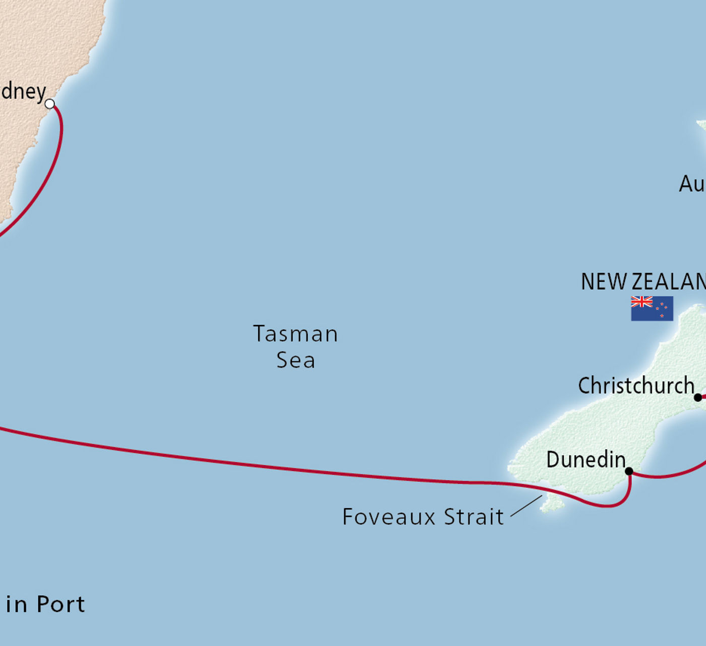 Map of Australia & New Zealand itinerary