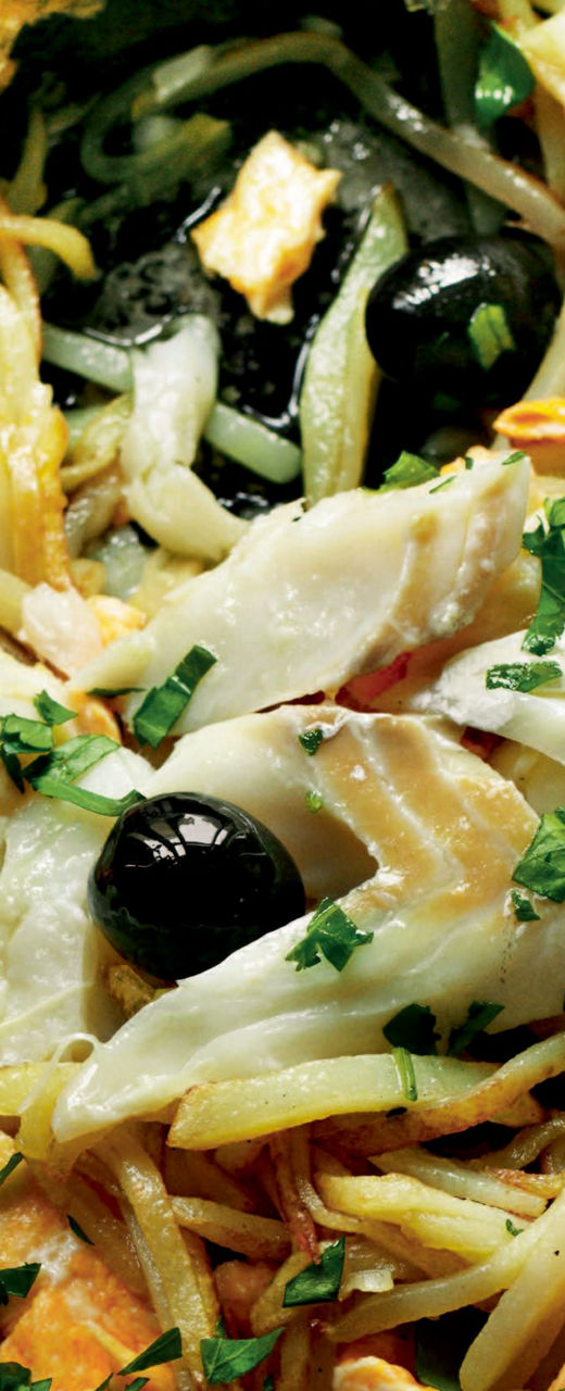 Mediterranean skillet with fish and olives