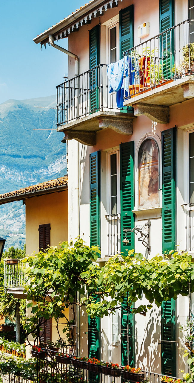 Charming Italian street with mountain view