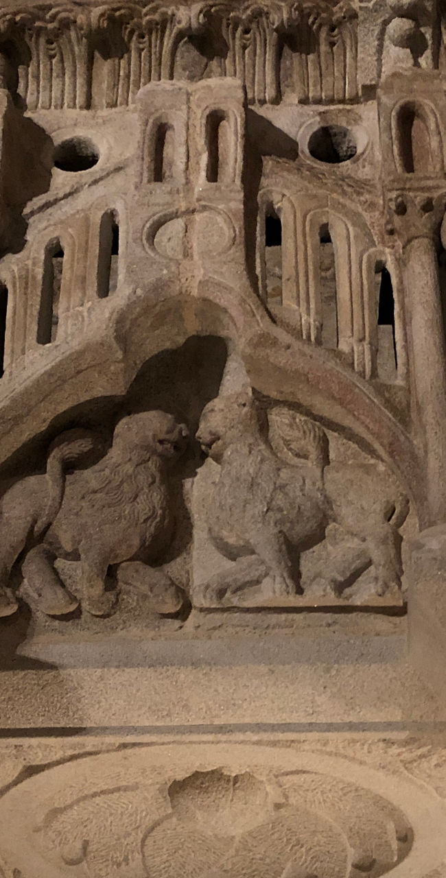 Historic stone carvings with religious figures