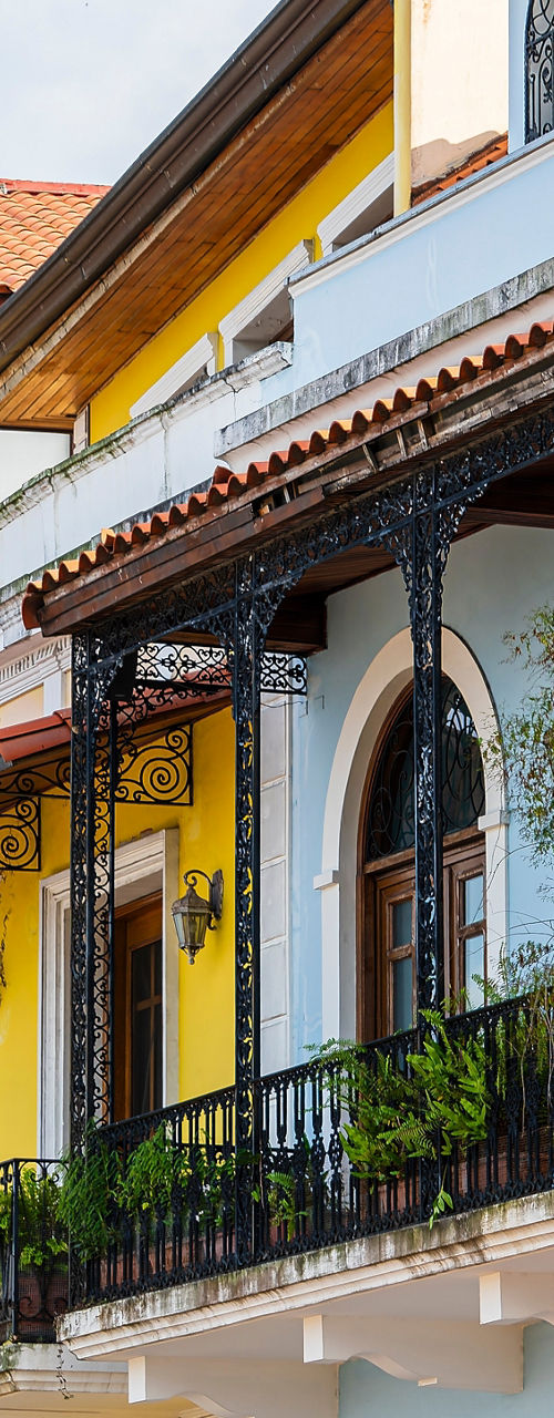 Colorful colonial architecture in sunny setting