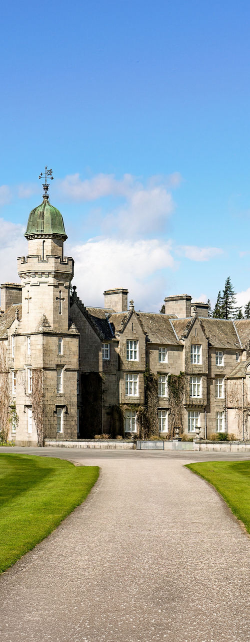 Historic castle with lush green landscape