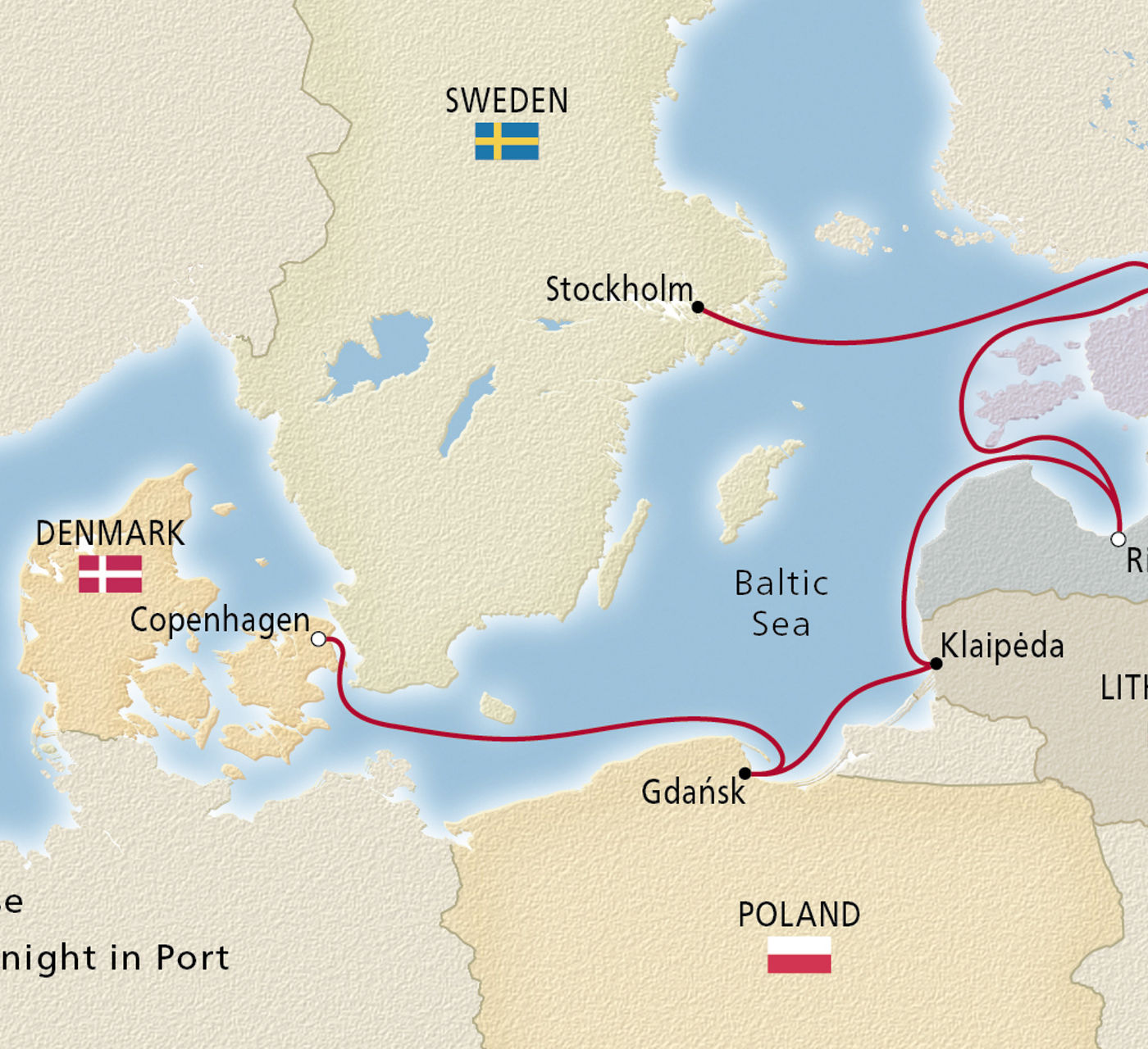 Map of Baltic Discovery itinerary