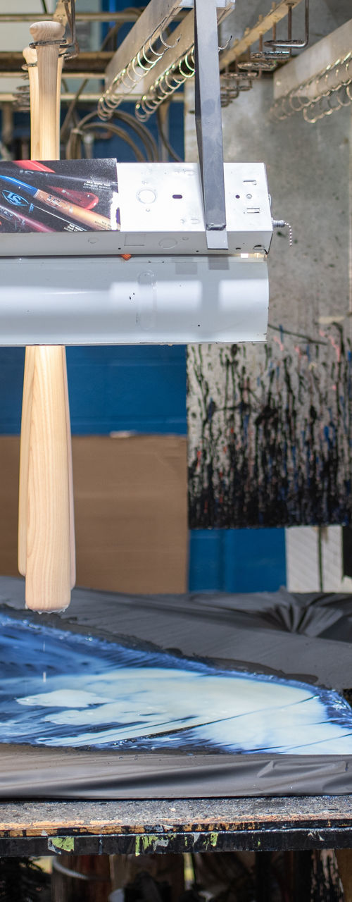 Industrial fabric printing process in workshop