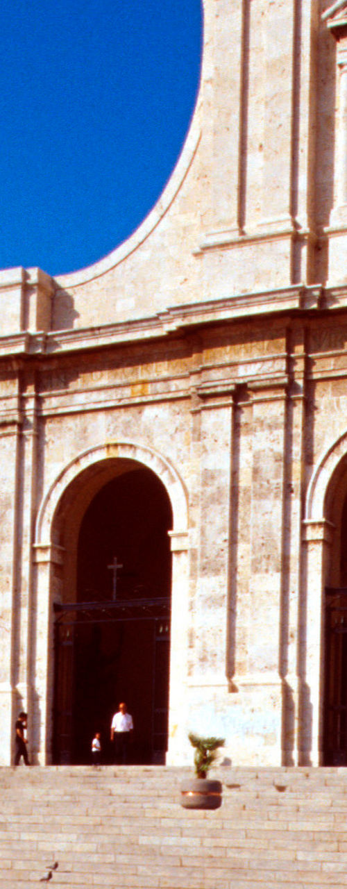 Historic church with mosaic courtyard