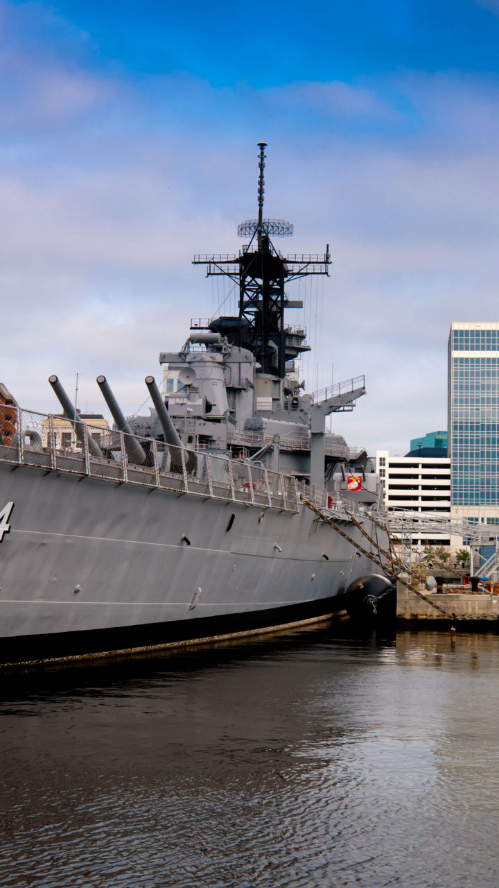 USS Wisconsin battleship docked at museum