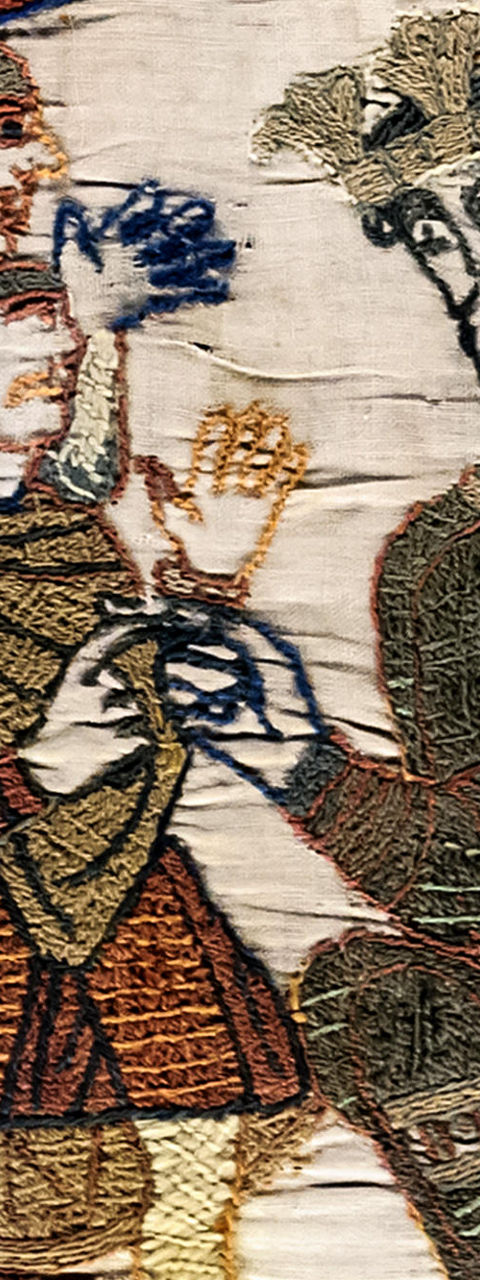 Historic tapestry depicting King Edward Rex