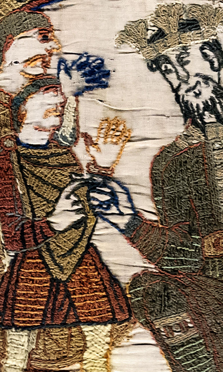 Historic tapestry depicting King Edward Rex