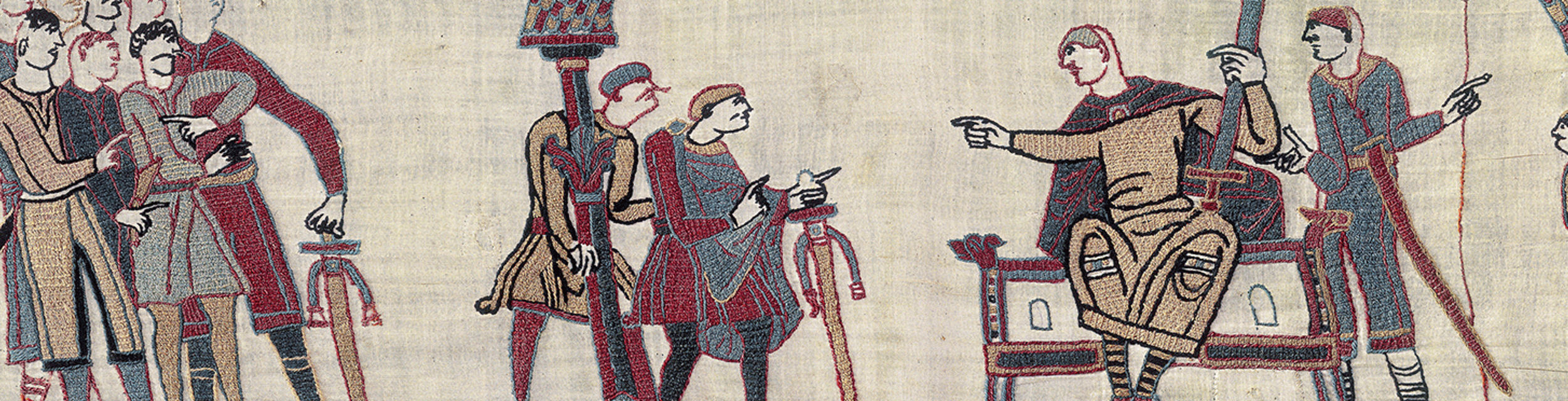 Historic tapestry depicting medieval scene