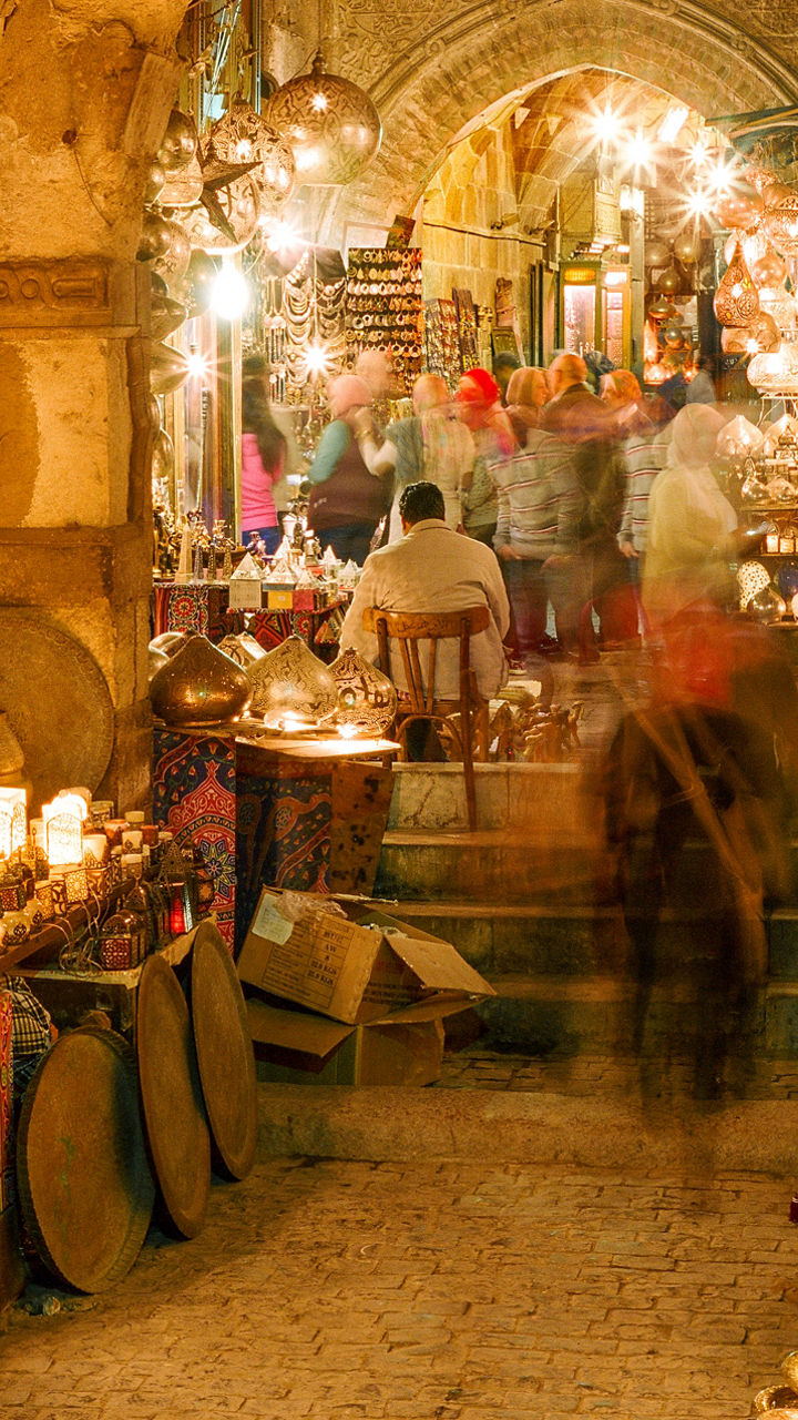 Vibrant Middle Eastern Market with Lanterns