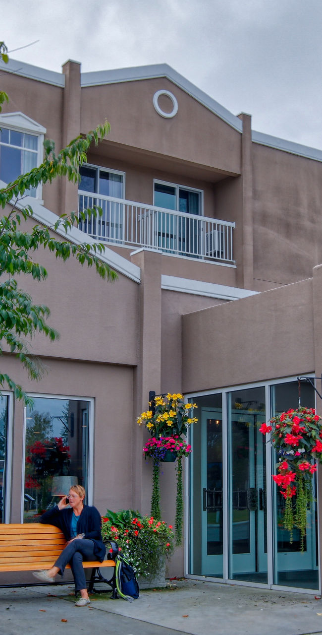 Bear Lodge entrance with outdoor seating