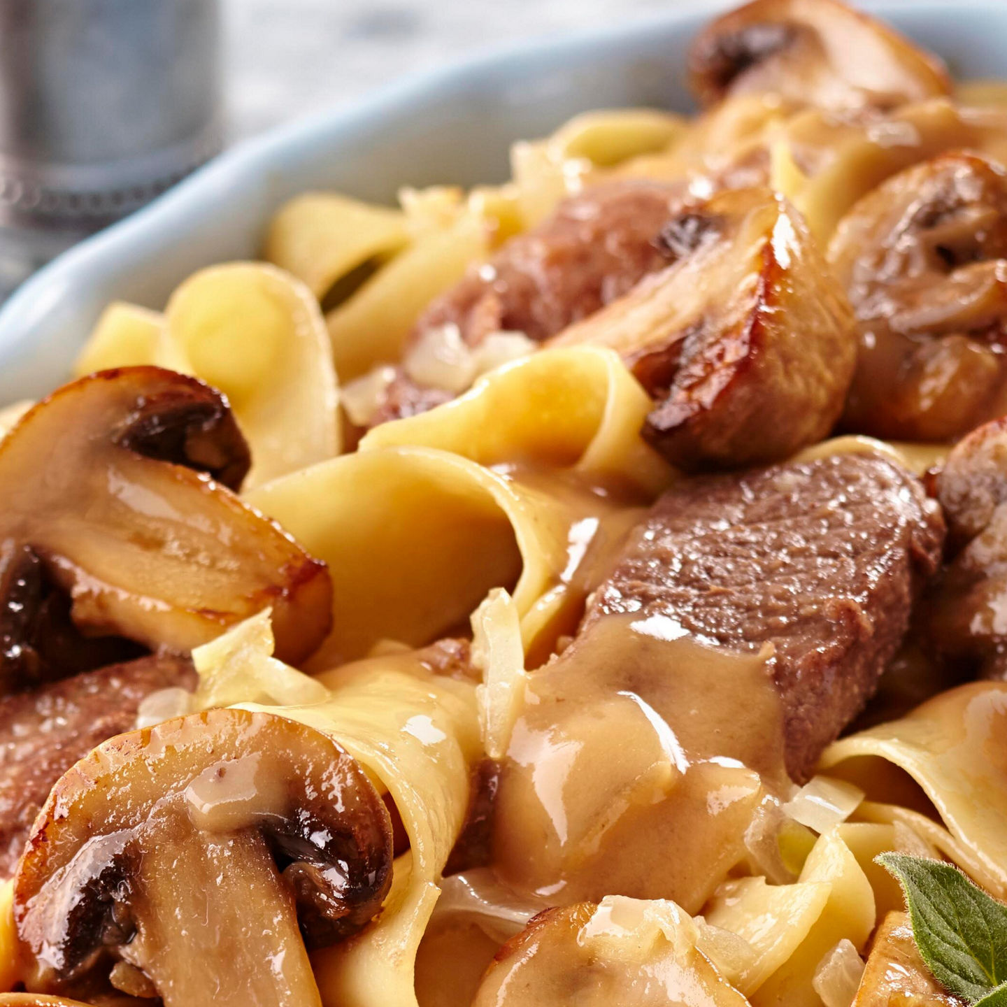 Creamy beef stroganoff with mushrooms