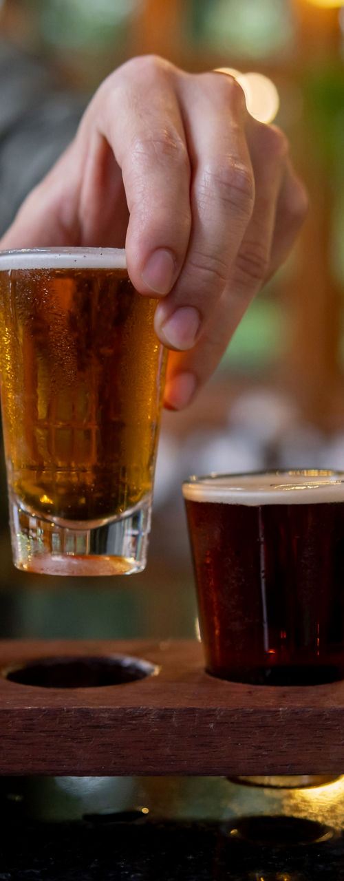 Beer flight with assorted craft brews