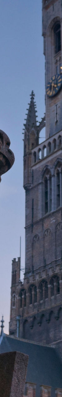 Medieval Belfry Tower at Sunset in Bruges