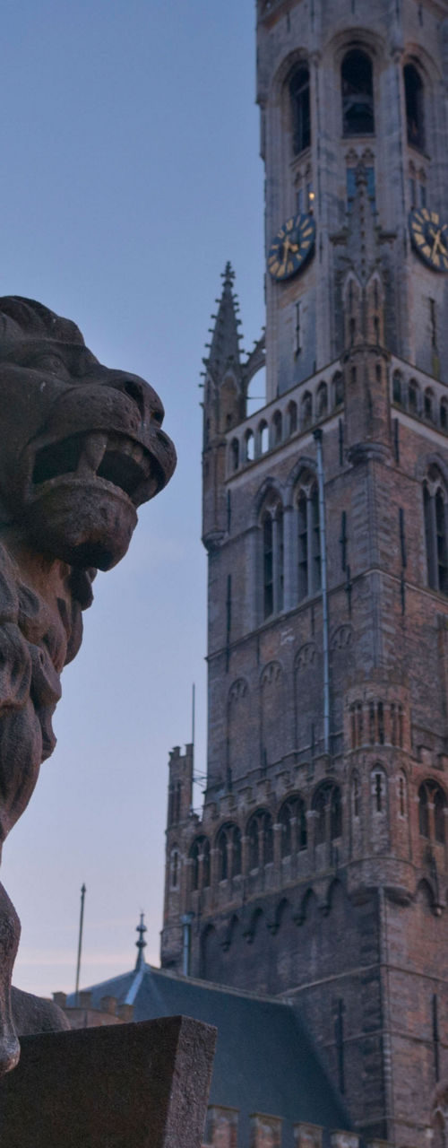 Medieval Belfry Tower at Sunset in Bruges