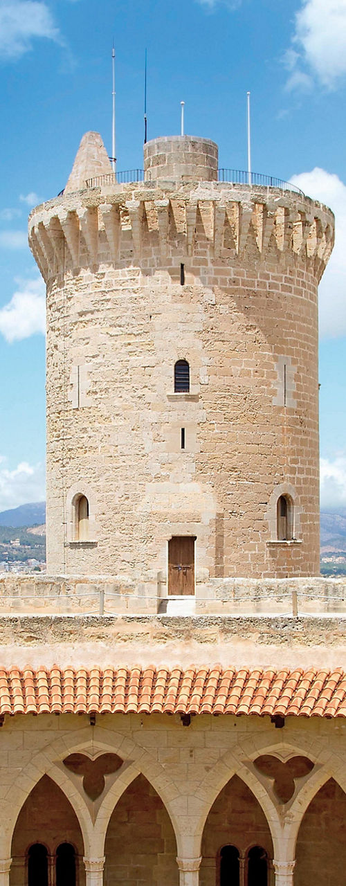 Bellver Castle courtyard with central tower