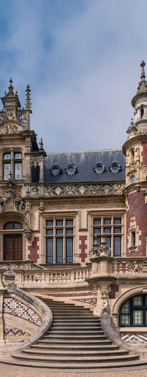 Historic ornate European courtyard and facade