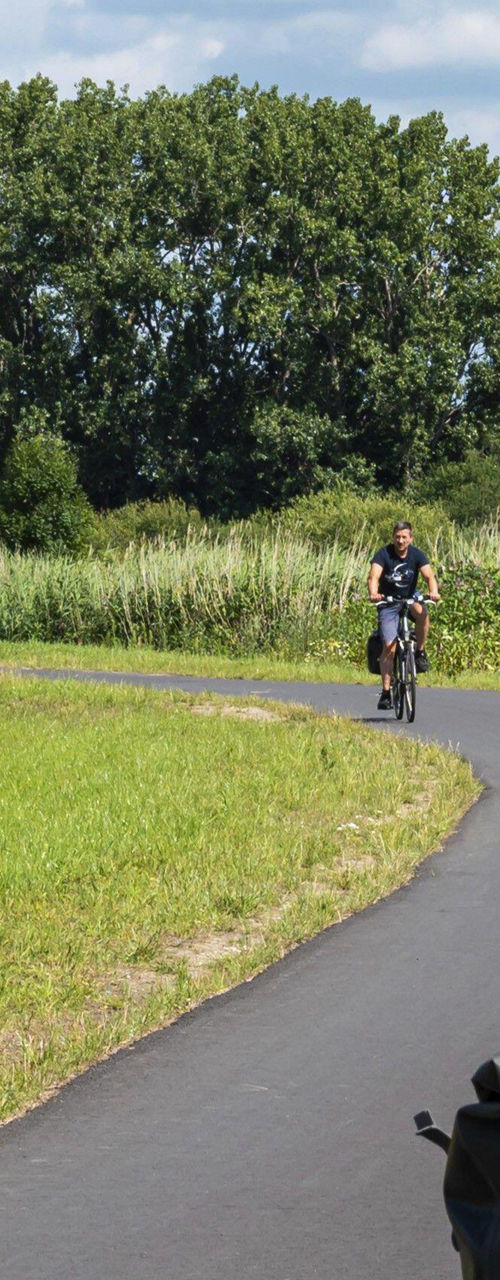Bicycle on scenic paved trail outdoors