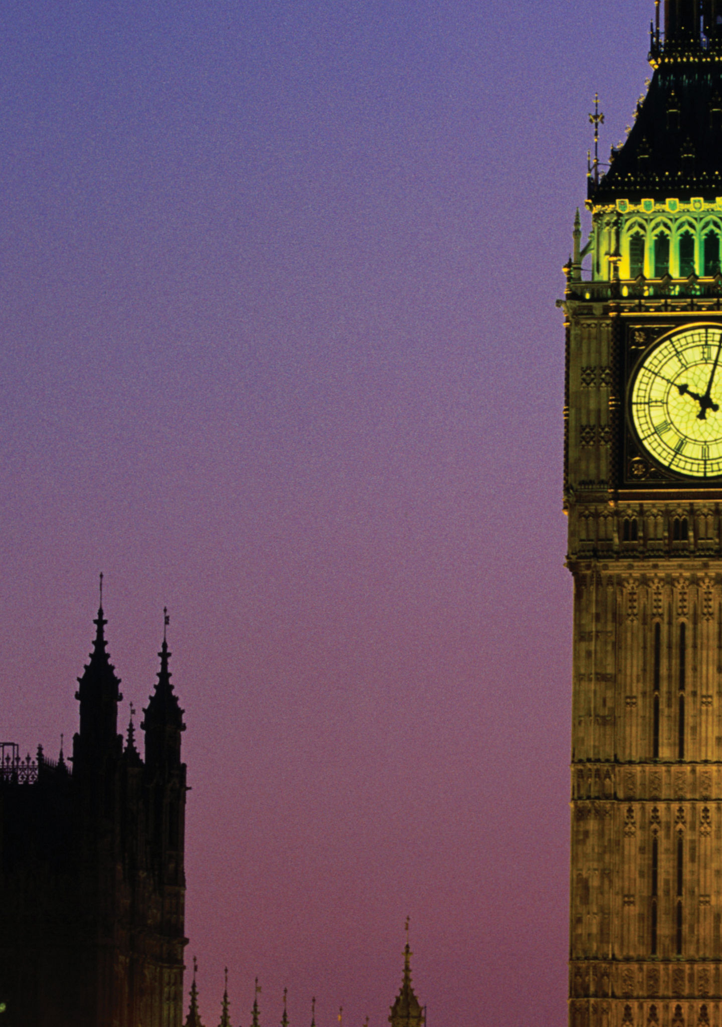 Big Ben at dusk with light trails