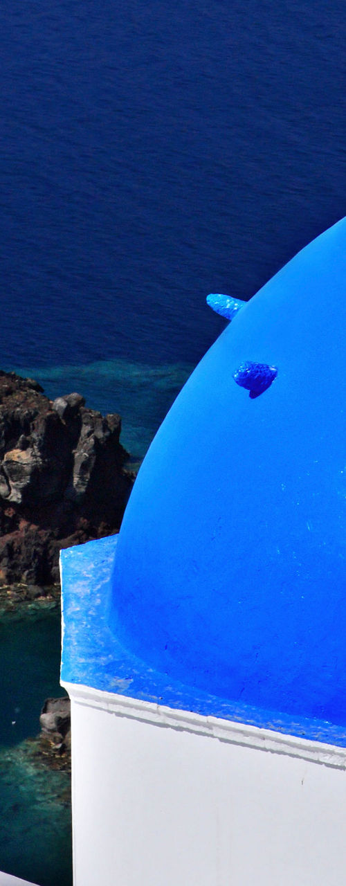 Blue dome overlooking Aegean Sea