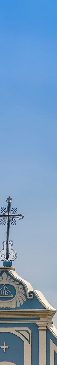 Blue-domed church with twin towers