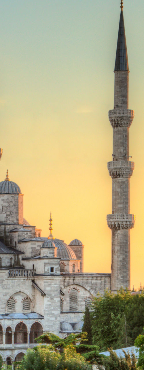 Historic Blue Mosque at sunset in Istanbul